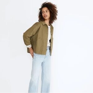 Madewell Baylor Cropped Chore Coat Jacket Army Green Med